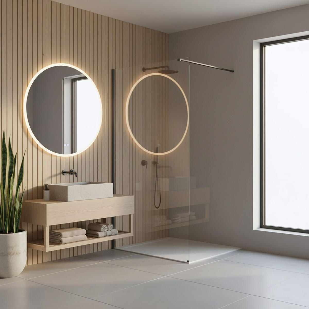 DUSCHWAND Rea Flexi Transparent / Titan 70 - Titanfarben, Glas (120/70/195cm) - REA