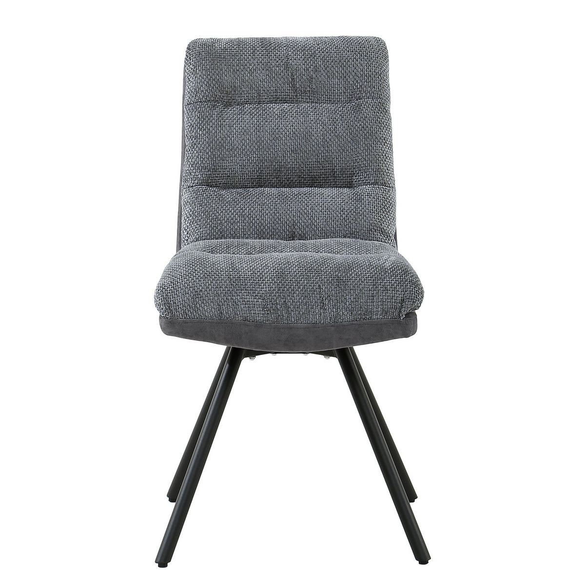 POLSTERSTUHL - 2er-Set - Schwarz/Grau, Textil/Metall (48/95/66cm) - home24