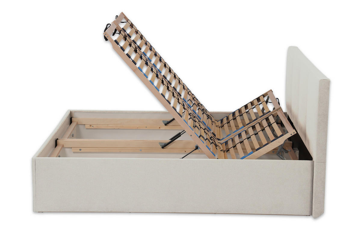 POLSTERBETT Dalas Beige 180 x 200 x 40 cm Bettkasten Mit hochwertiger Matratze H2 (bis 100 kg) und Lattenrost - Beige, Holz (180/200cm) - Halmon Schlafkomfort Betten 