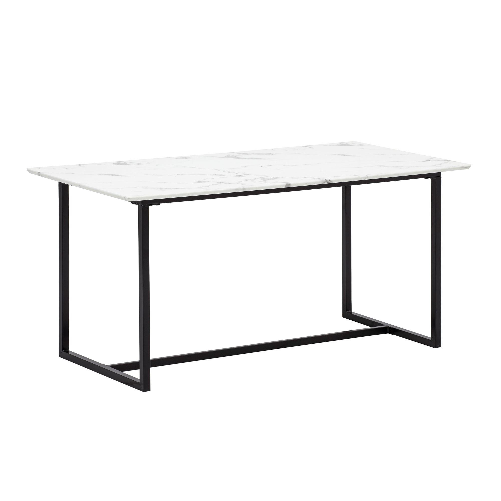 ESSTISCH Marmoroptik Metall Rechteckig Modern Klein, Weiß 200x90x76 cm - Schwarz/Weiß, Holzwerkstoff/Metall (90/200/76cm) - KADIMA DESIGN