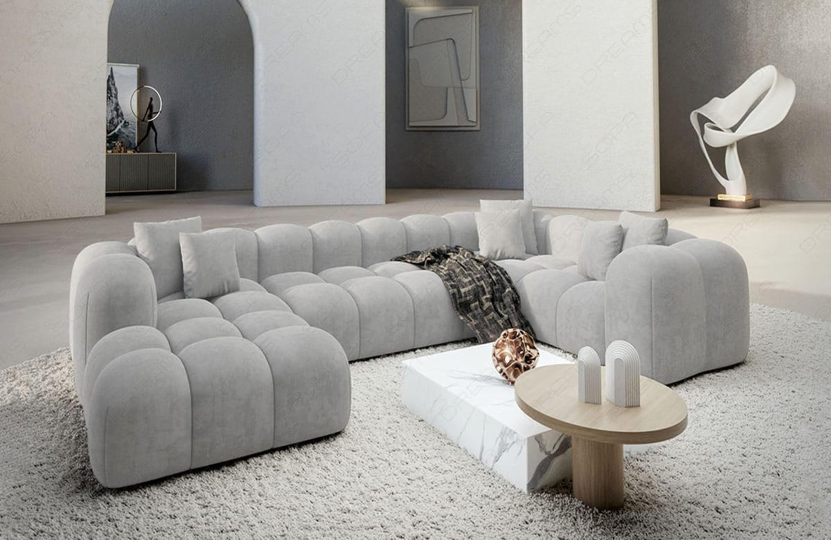 WOHNLANDSCHAFT Cloud Hellgrau Samtstoff - Hellgrau, Kunststoff (314/72/184cm)
