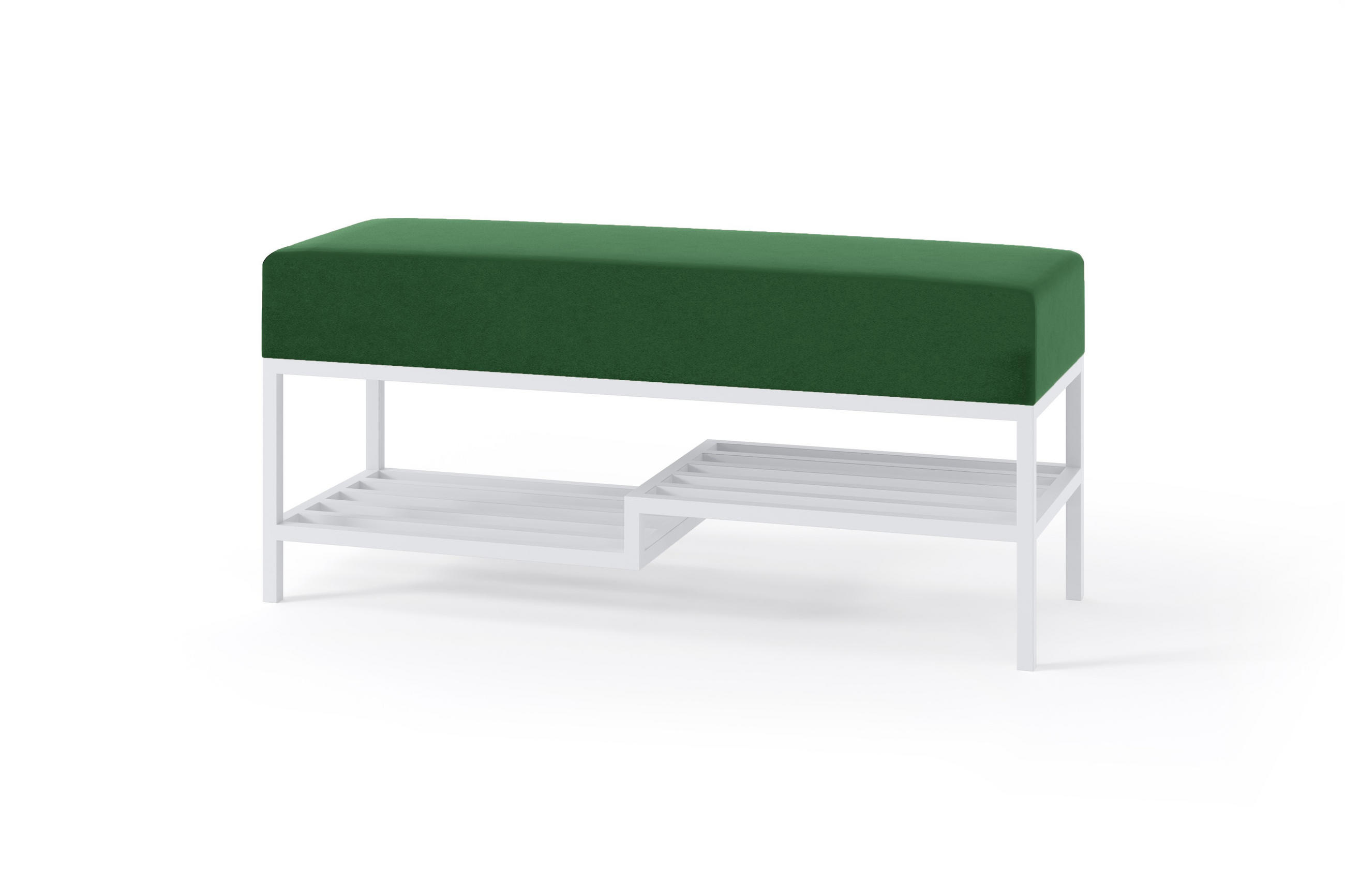POLSTERBANK MELLO 80 Grün, Weißes Gestell - Weiß/Grün, Textil/Metall (80/45/35cm) - Bettso