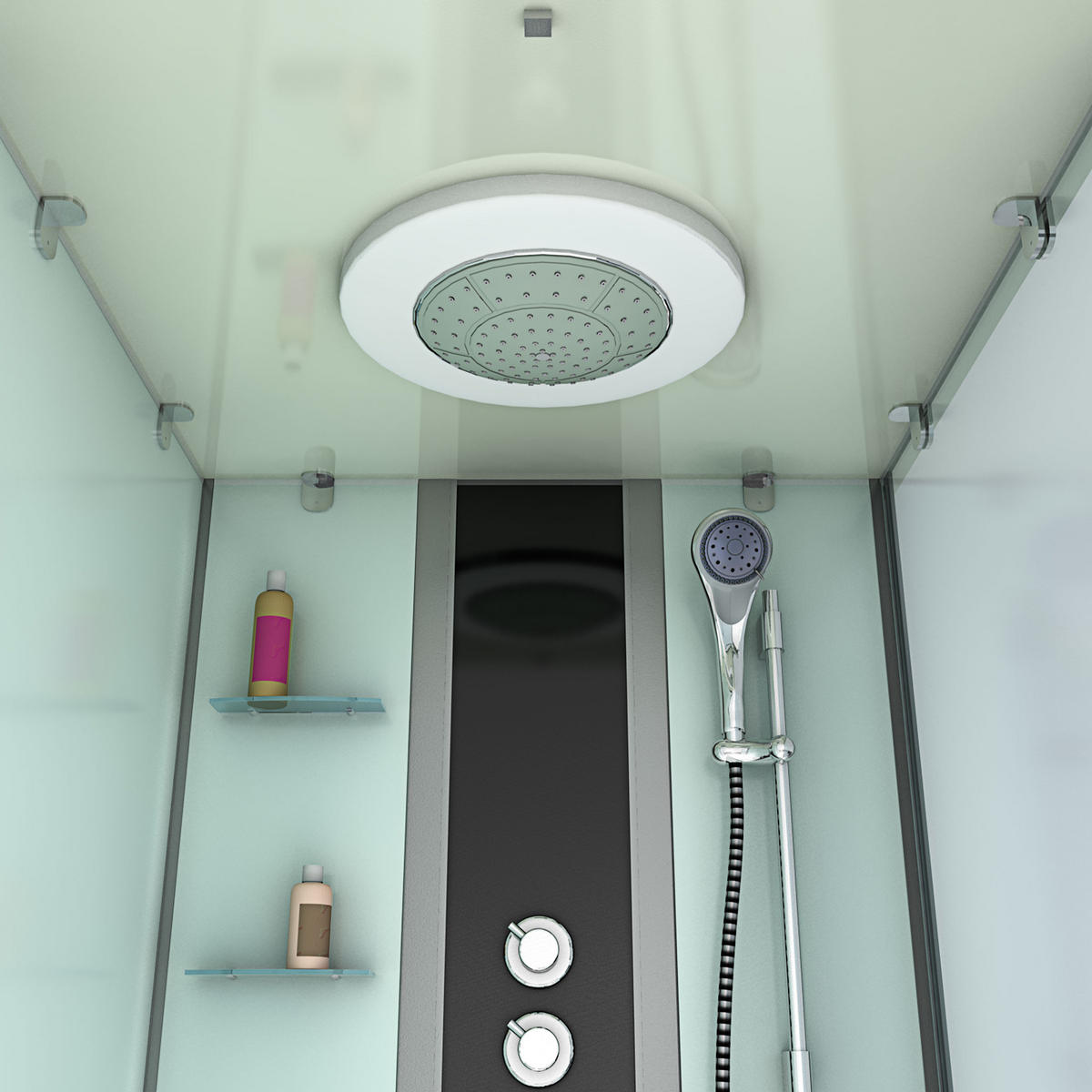 DUSCHE Wanne Kombination K05-L02-EC 180x90 - Weiß, Glas/Kunststoff (90/225/180cm) - AcquaVapore by Sandra Jentho