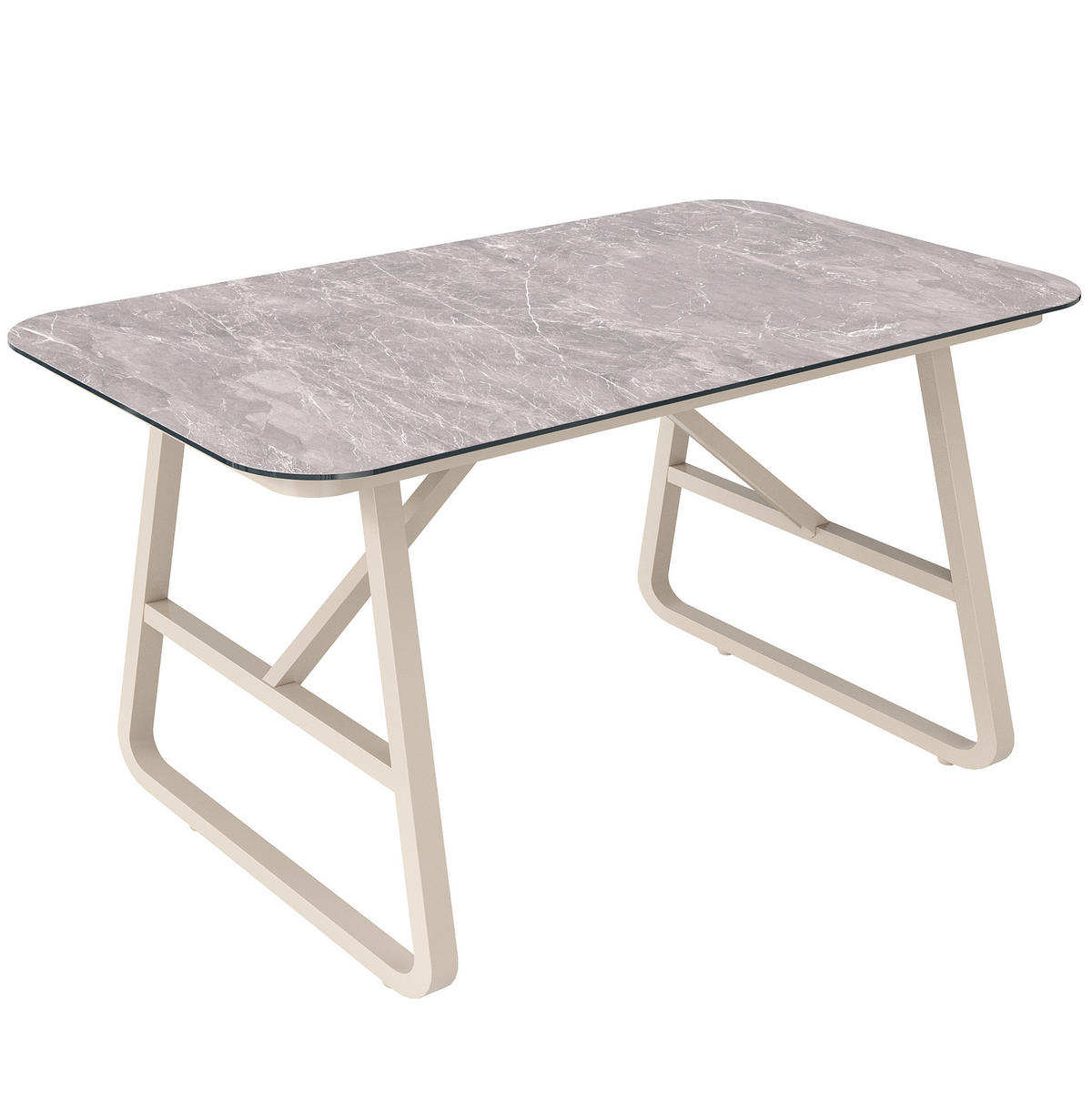 GARTENLOUNGE-SET aus PE-Rattan 178/61/76 cm mit Tisch, waschbaren Kissenbezügen und verstellbaren Füßen, Beige - Beige, Metall - Redom