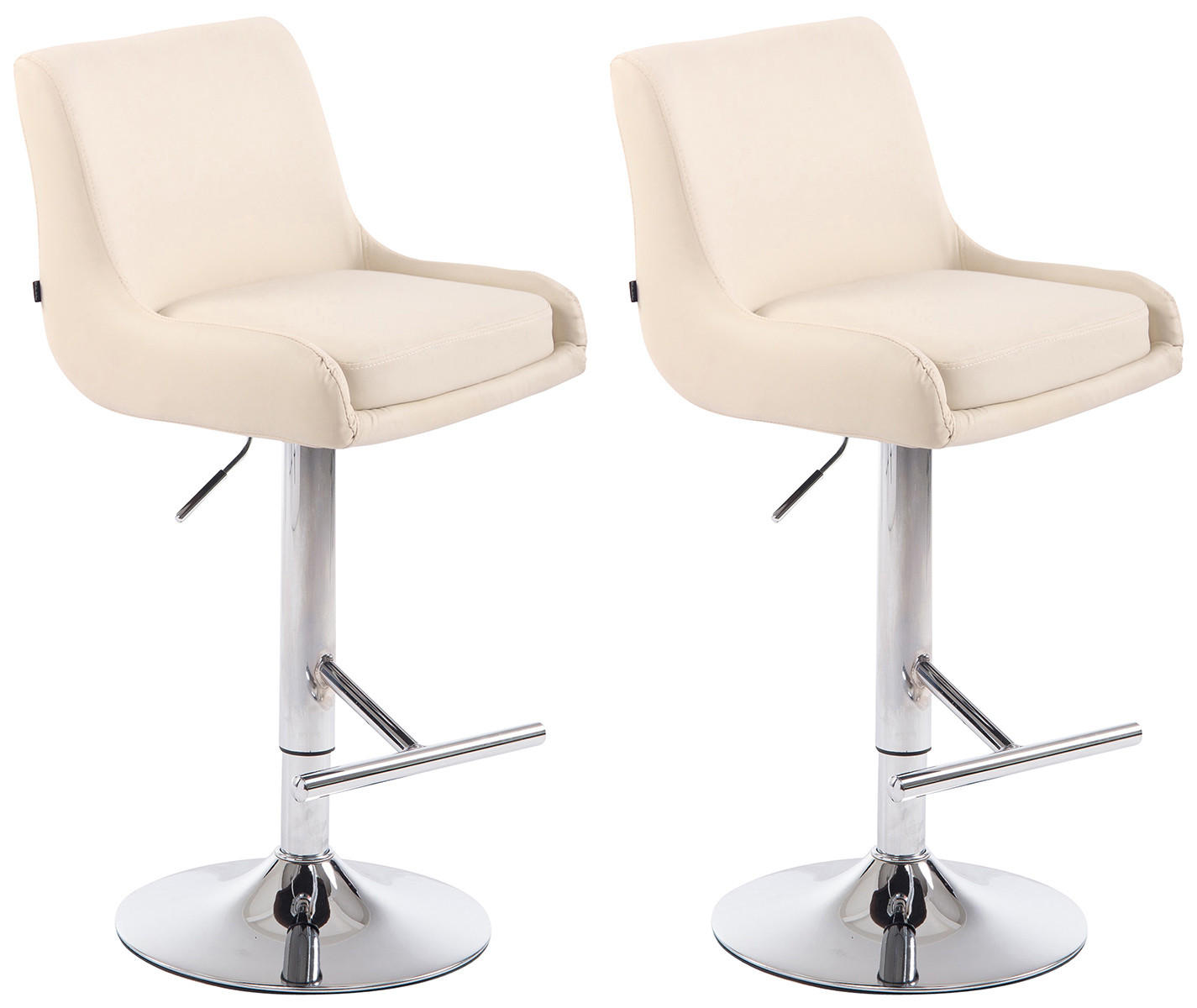 BARHOCKER 2er Set Lederlook creme - Chromfarben/Creme, Textil/Metall (43/90/50cm) - CLP