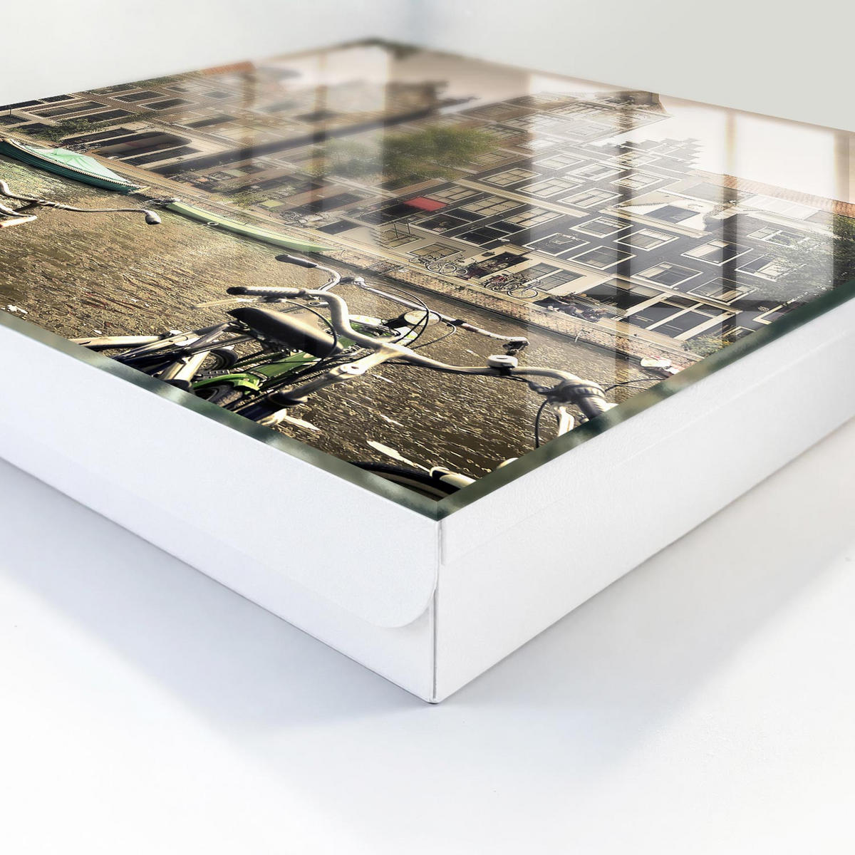 SCHLÜSSELBOX Weiß 30x30 cm – Türöffnung nach rechts - Stadtfrieden - Braun, Metall (30/30/5cm) - TULUP