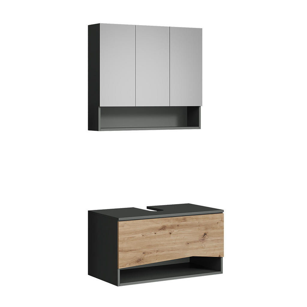SET MOBILIER BAIE Willow, Stejar artizanal/antracit, 2 piese