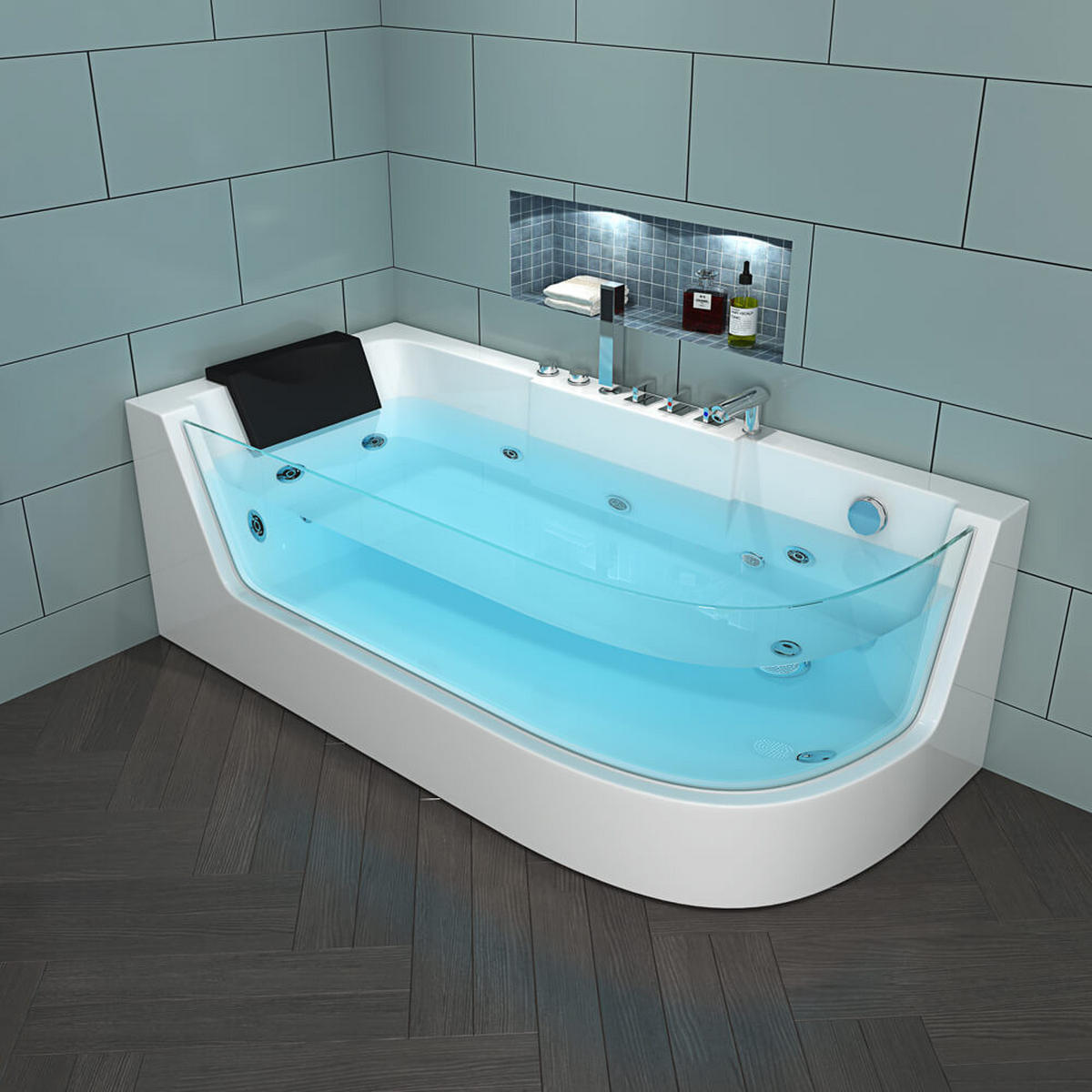 WHIRLPOOL CARICA - Rechts - Weiß, Keramik (170/59/80cm) - Home Deluxe