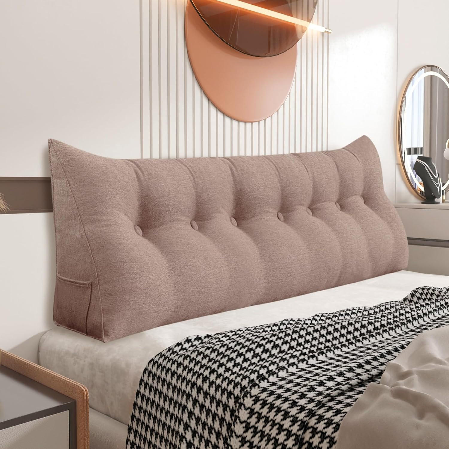 RÜCKENKISSEN für Bett Leinenlook Mauve 200 cm - Pink, Textil (50/200cm) - Vercart