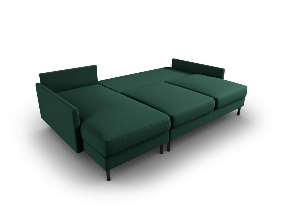 AUSKLAPPBARES-ECKSOFA links mit Container Scott aus strukturiertem Stoff grün 5 Sitzplätze - Grün, Textil (142/212cm) - Micadoni