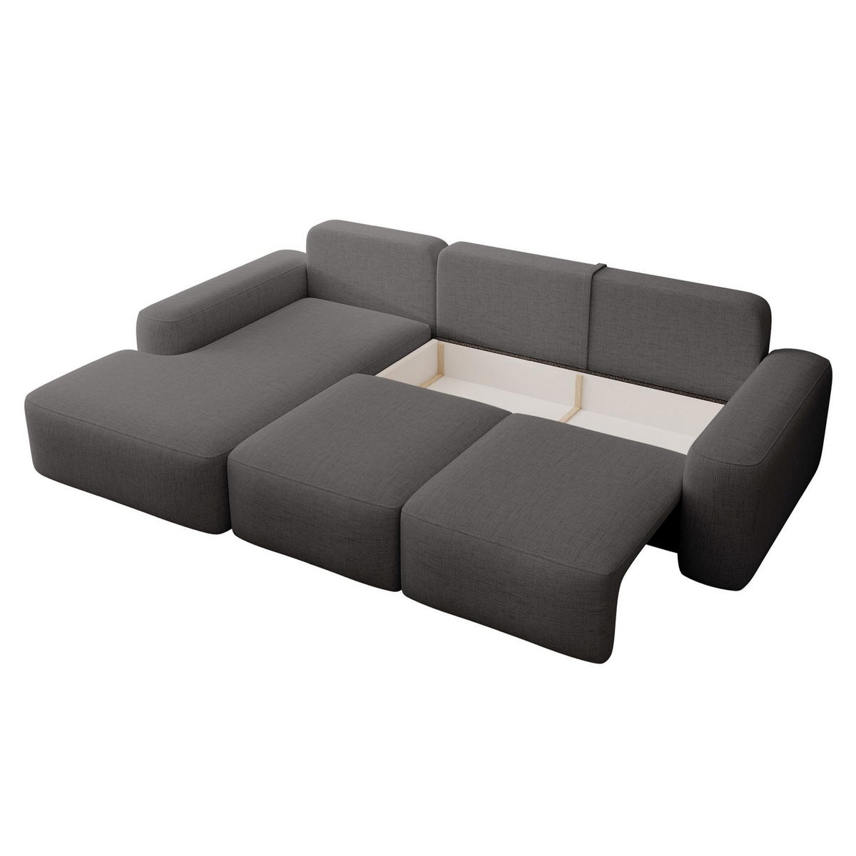 ECKSOFA Carnos mit Ballkissen, Dunkelgrau Chenille, linksseitig - Dunkelgrau/Schwarz, Kunststoff/Textil (264/162cm) - Selsey