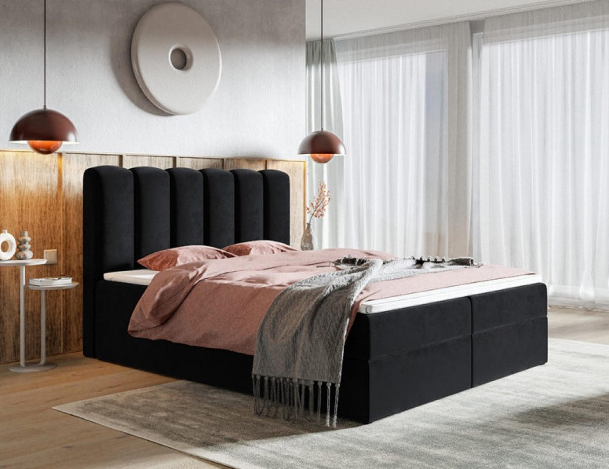 BETT Schwarz FOX 10 Mit Bettkasten Und Matratze 120x200 cm - Schwarz, Textil (120/200cm) - Sepro Meble