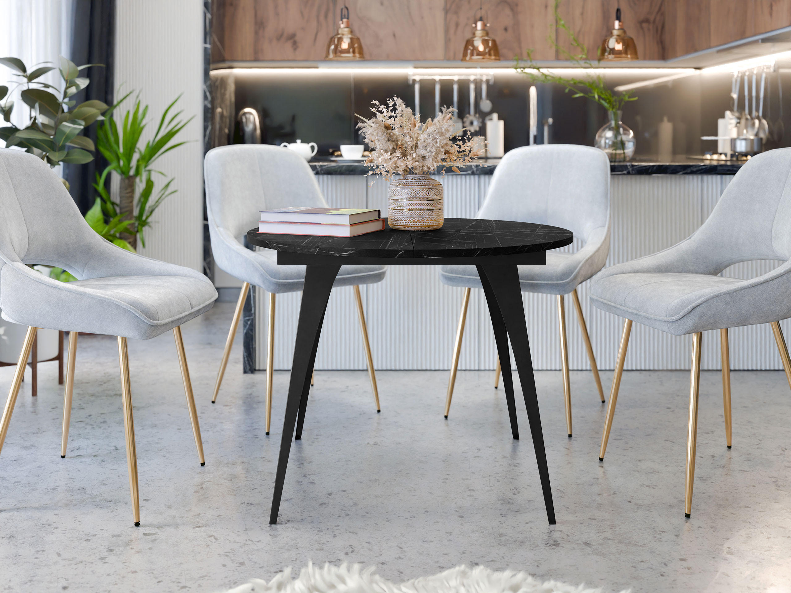 ESSTISCH Carmina 100 - Schwarz, Holzwerkstoff/Metall (100/100/76cm) - MIRJAN24