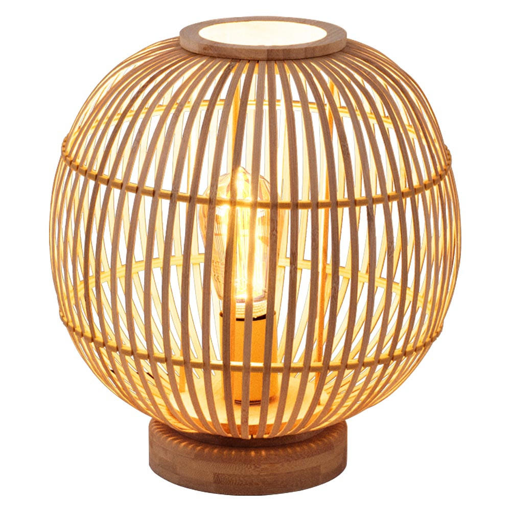 LED TISCHLEUCHTE Hildegard Braun Bambus - Braun, Holz (30/30/33.5cm) - Globo Lighting