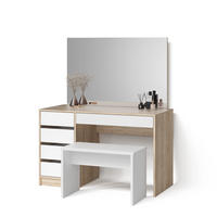 SCHMINKTISCH Imola Weiß/Sonoma 120 cm mit Bank - Weiß/Sonoma Eiche, Holzwerkstoff (120/75/55cm) - Livinity®