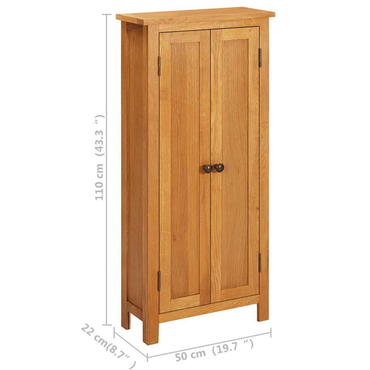 SCHRANK 50/22/110 Cm Massivholz Eiche - Braun, Holz (22/110/50cm) - vidaXL