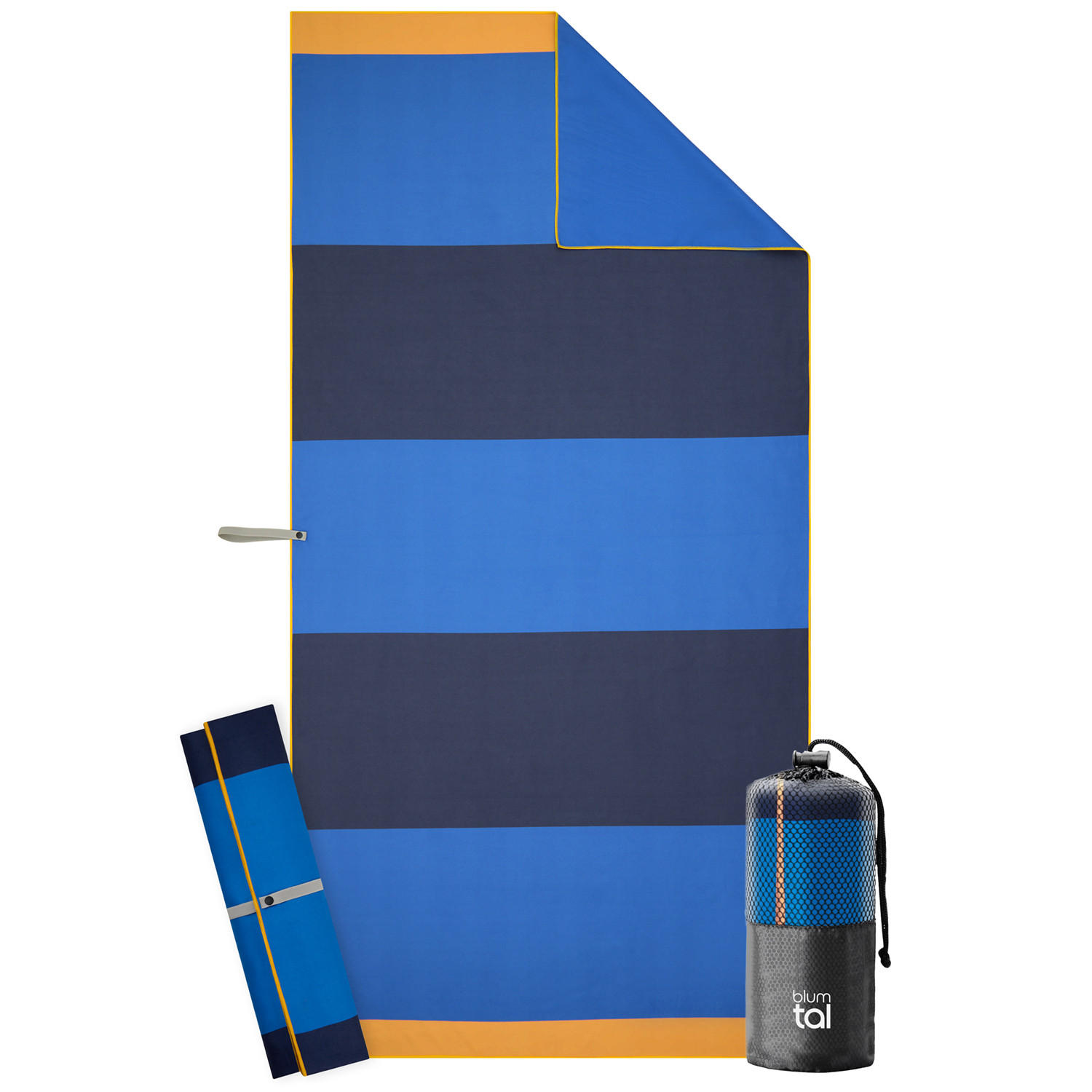 STRANDTUCH Thor 90/180 cm, Blaue & Blaue Streifen - Blau/Dunkelblau, Textil (90/180cm) - Blumtal