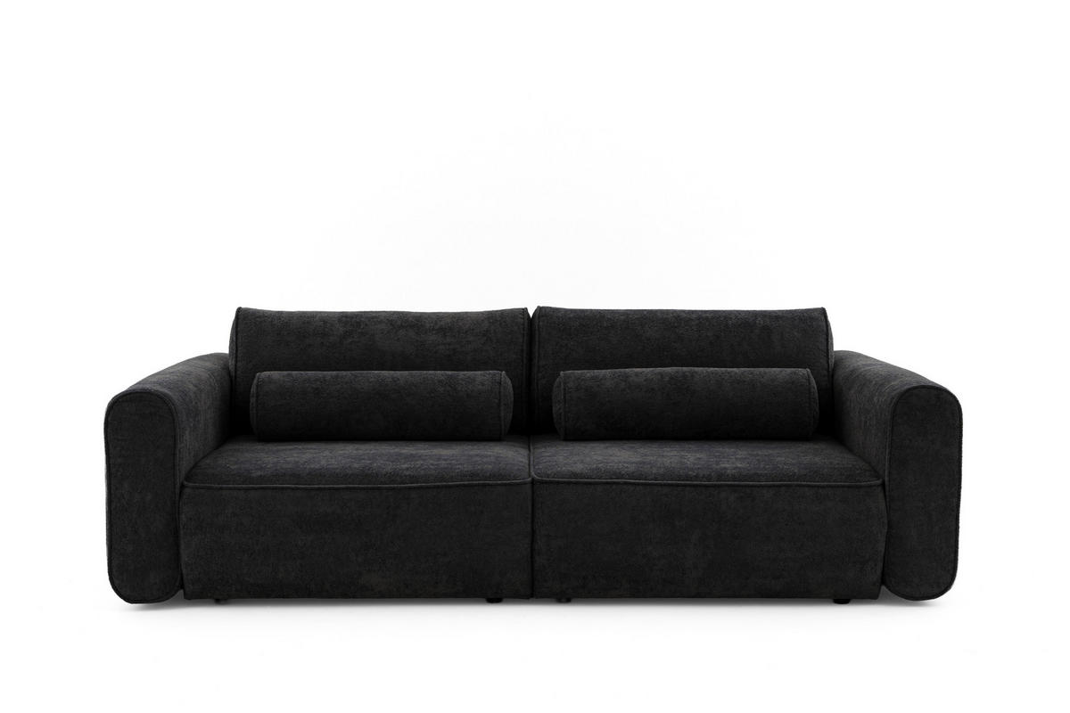 ECKSOFA Motion mit Schlaffunktion Funktional 3-sitzer Sofa - Schwarz, Textil (250/120cm) - Muffo
