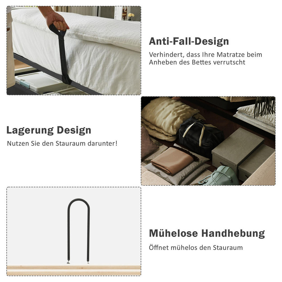 POLSTERBETT 160x200cm Doppelbett mit Leselampe & USB-C Stauraum Beige-Weiß - Beige, Holz - FLIEKS