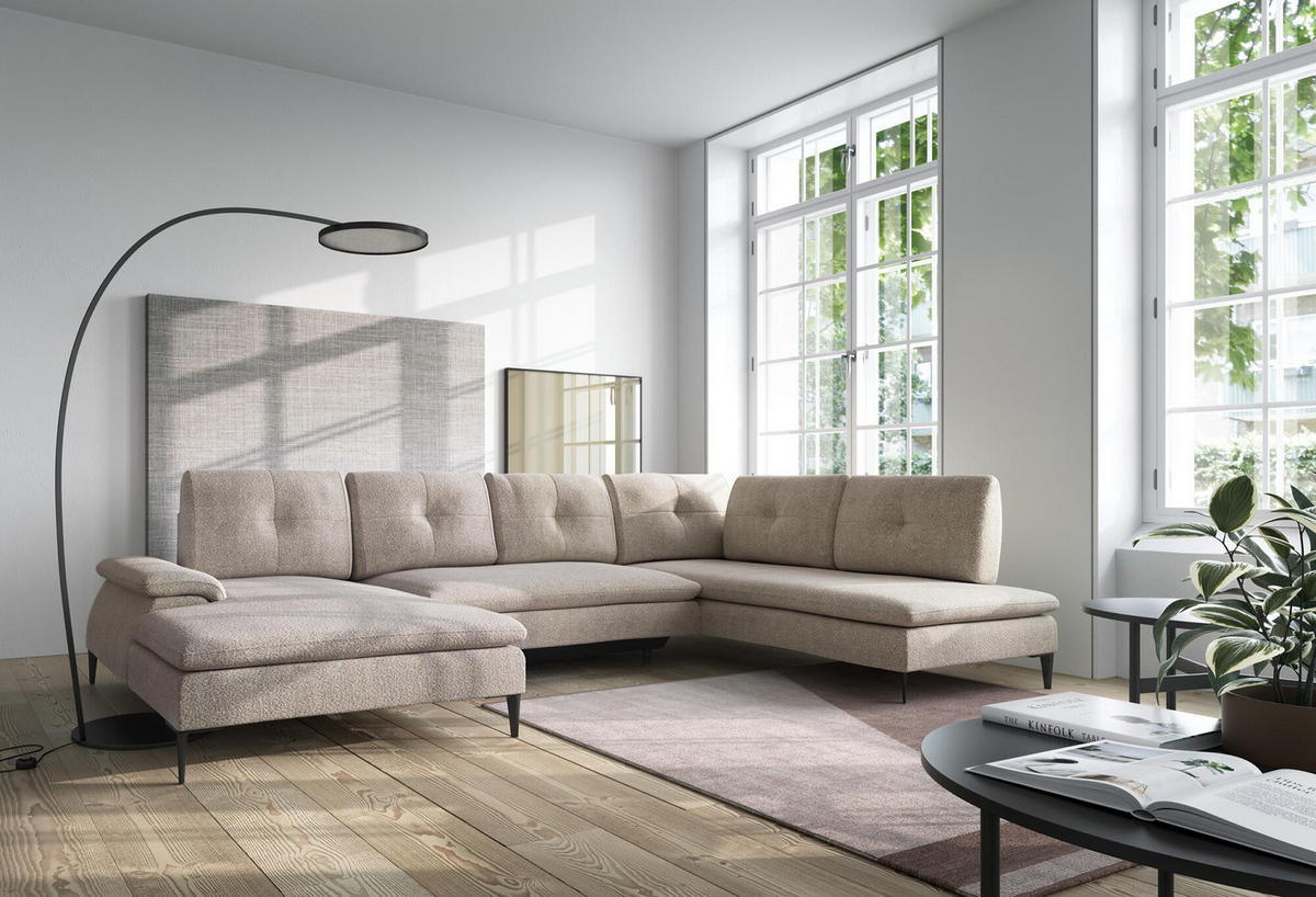 ECKSOFA ZONDA Beige 350x205x87 cm - Beige, Textil (350/205cm) - FURNLUX