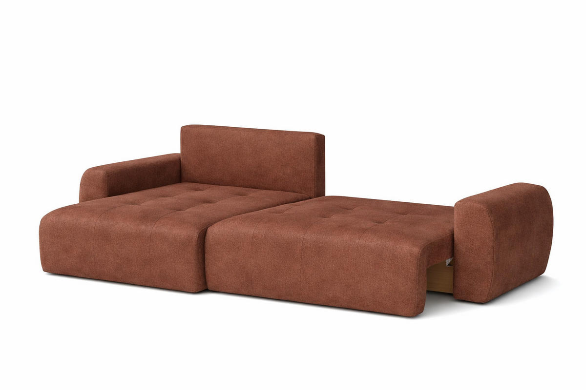ECKSOFA Mit Schlaffunktion Und Bettkasten L-Form Ivo L, Veloursstoff Salvador, Dunkelbraun, Links - Dunkelbraun, Holz (250/142cm) - Kaiser Möbel
