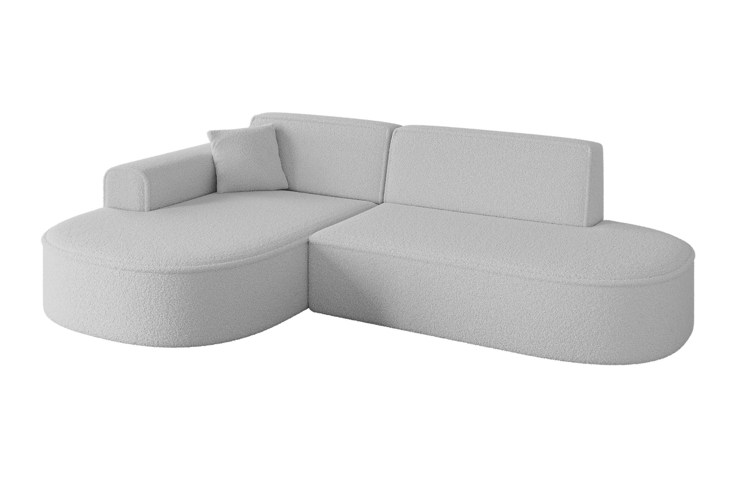 ALTDECOR ROHOVÁ SEDACÍ SOUPRAVA s otomanem vlevo MARI-L1 – 243 x 171 x 79 cm, světle šedá buklé