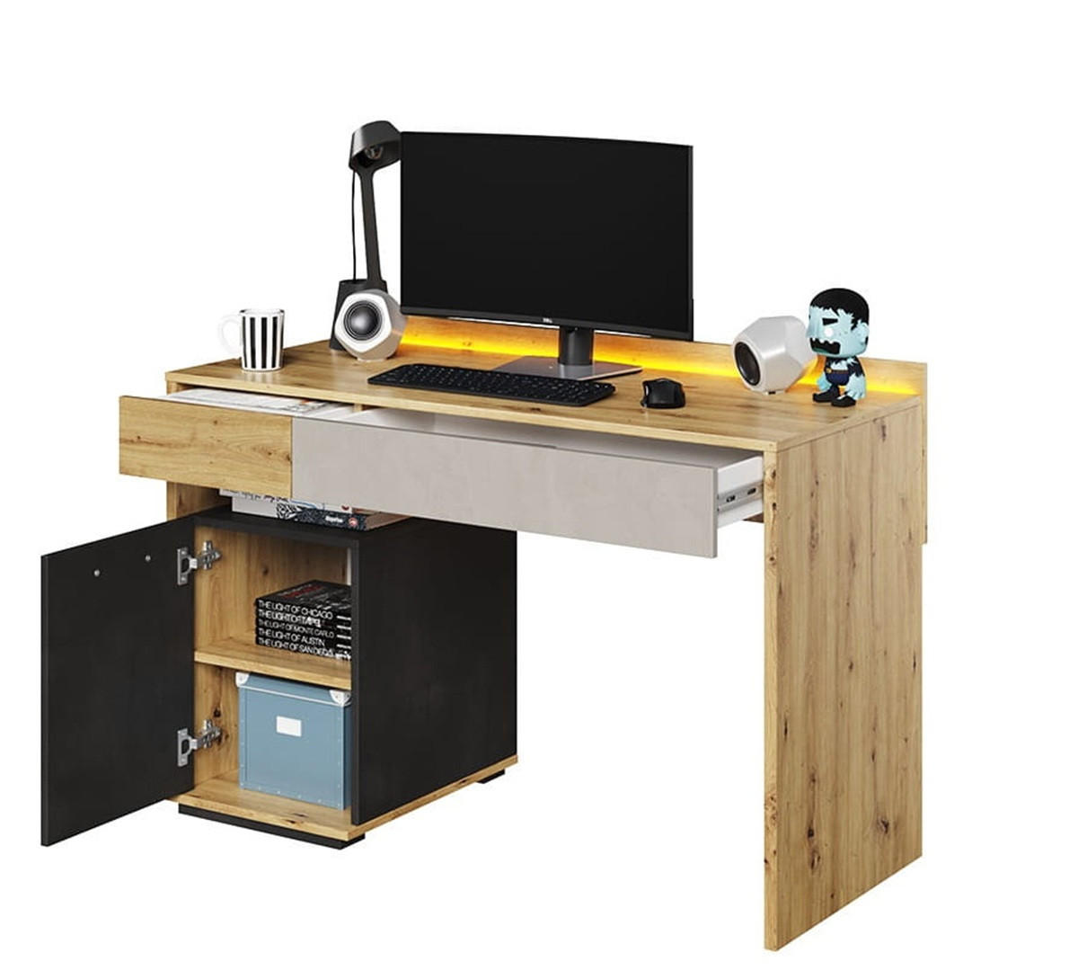 SCHREIBTISCH Qubic QB-08 - Eiche Artisan, Holzwerkstoff (53/120/82cm) - Meblini