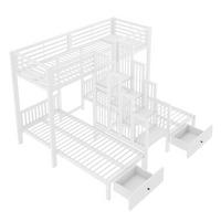ETAGENBETT 90/200 cm mit Treppe und Schubladen, DE-41595, in Weiß - Weiß, Metall (90/200cm) - ComfortXL