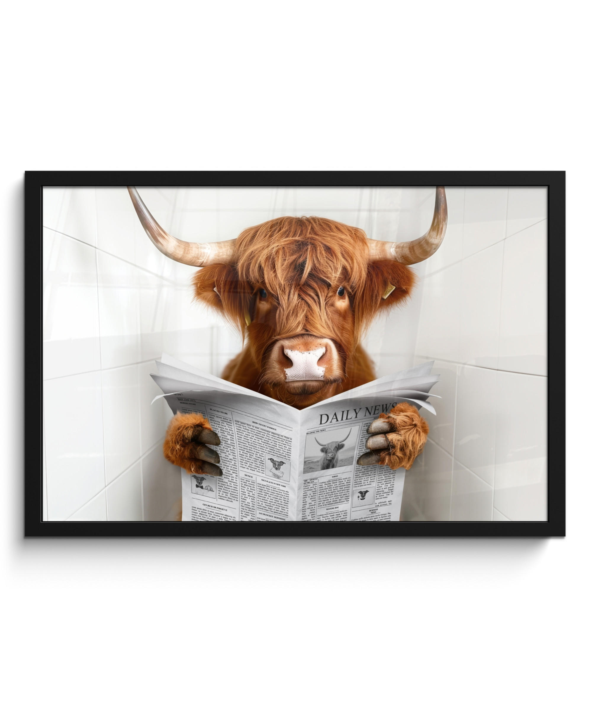 POSTER S OKVIROM Škotsko govedo 60x40 cm - boje kestena, papir (60/40cm) - MuchoWow