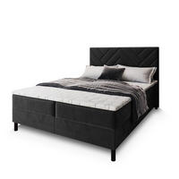 BOXBETT ROKIS 180x200 cm mit Matratze und Topper - Schwarz - Schwarz, Holz (180/200cm) - MASSENO