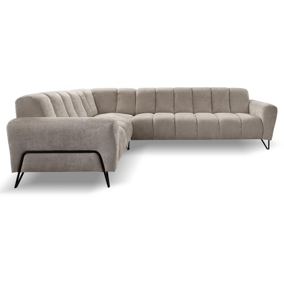 ECKSOFA Volare ohne Schlaffunktion Cappuccino rechts - Schwarz/Cappuccino, Textil/Metall (295/235cm) - Beautysofa