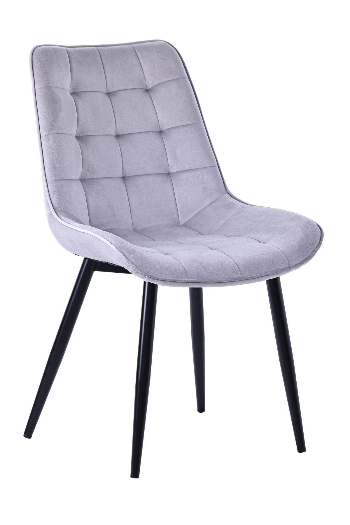 STUHL-SET 4 Stück Samt-YZ2 - Hellgrau, Textil (53/88/62.5cm) - HOMAVO