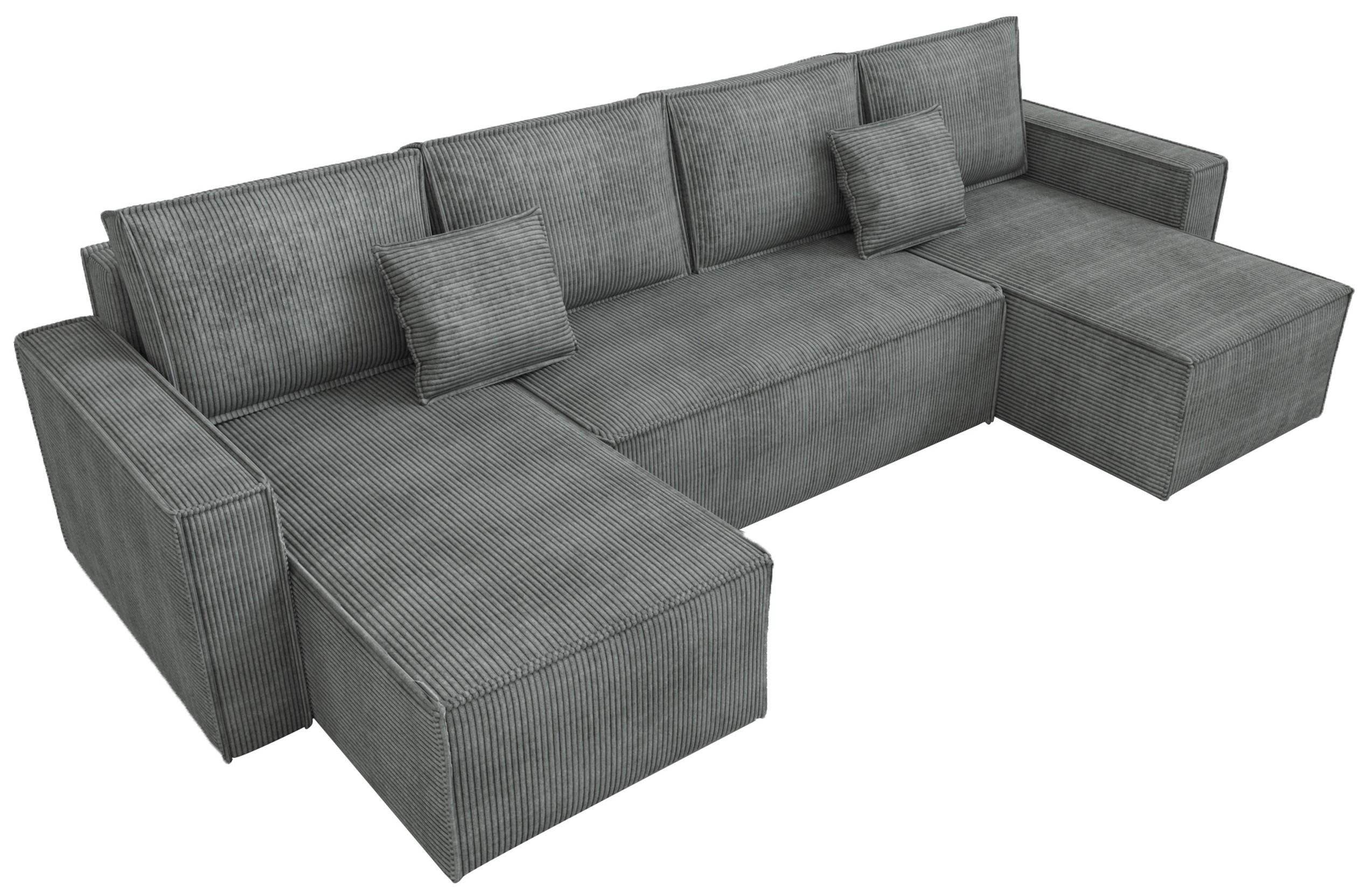 WOHNLANDSCHAFT Dexter U mit Schlaffunktion Grau Cord - Grau, Textil (310/80/141cm) - Bromarkt