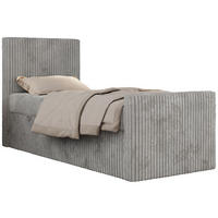 JUGENDBETT TILIO DUO 90/200 - Hellgrau Cord - H4 - Links Seite - Hellgrau, Textil (90/200cm) - MKS