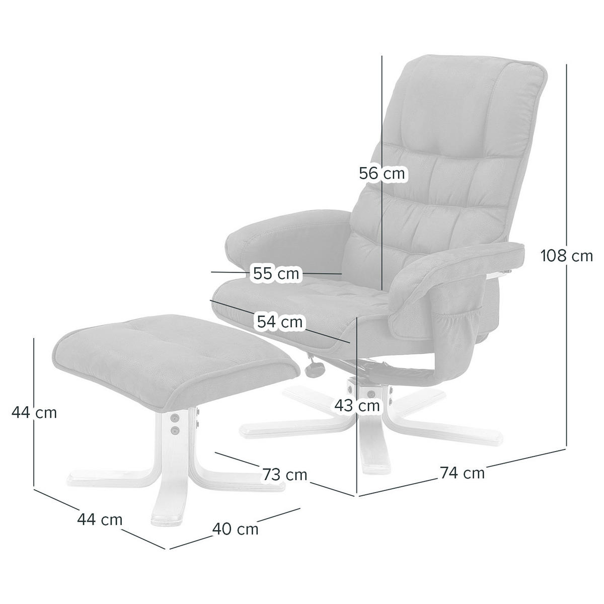 RELAXSESSEL (mit Hocker) - Microfaser - Cubanit - Beige, Holz/Textil (73/108/74cm) - home24