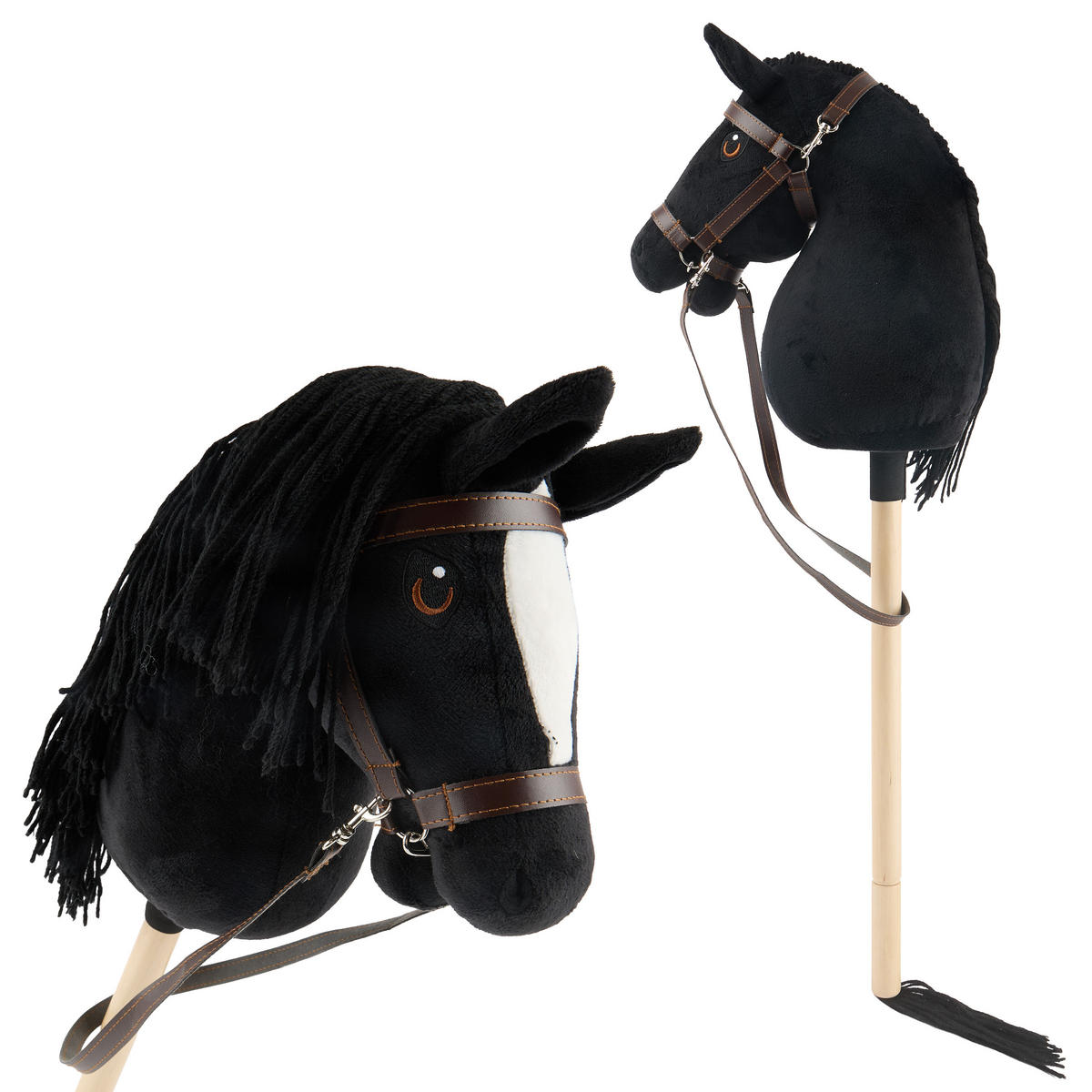 HOBBY-HORSE Steckenpferd Rappe Größe S m - Schwarz, Textil (34/76cm) - Bieco Spielwaren