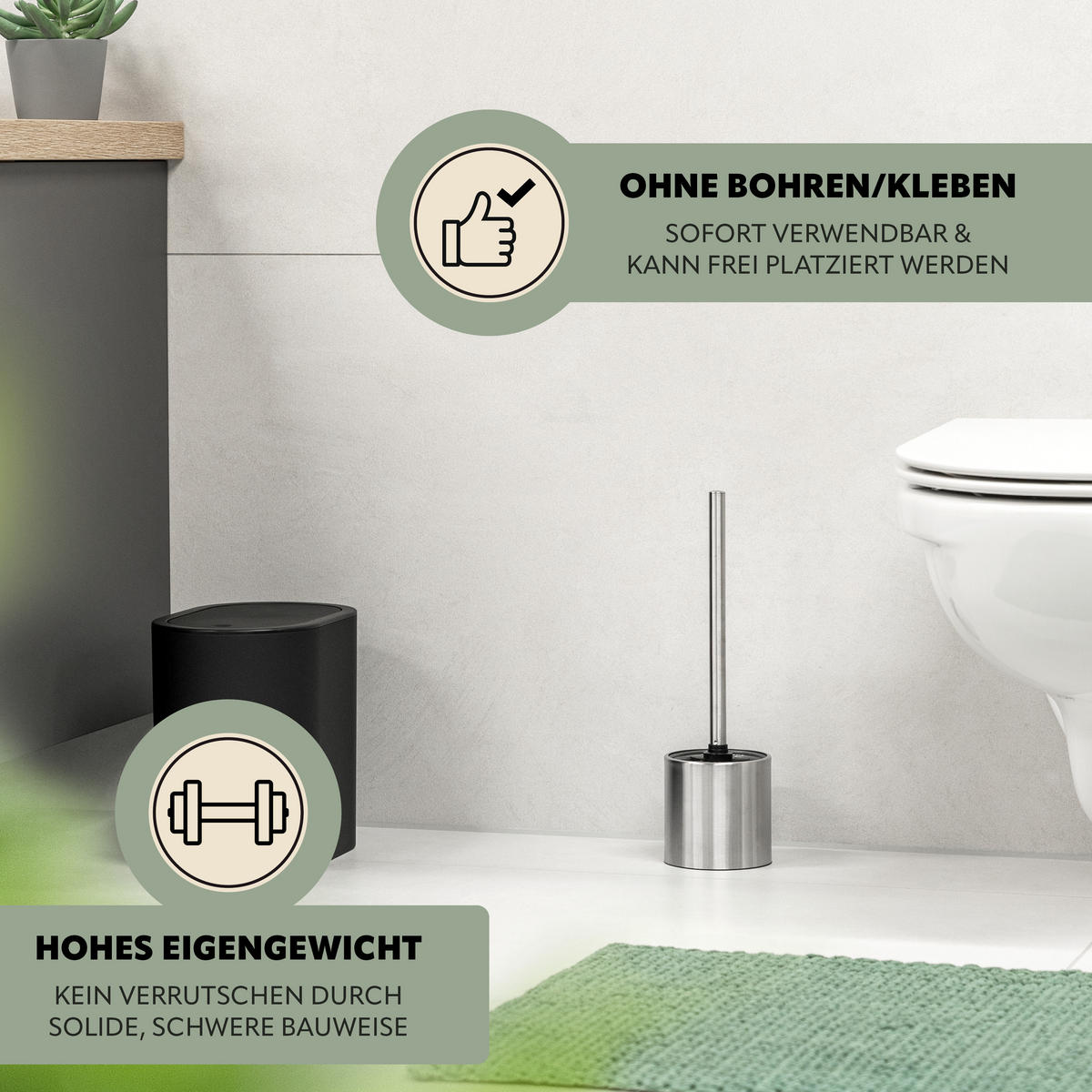 WC-GARNITUR TIRANO, Edelstahl - Edelstahlfarben, Metall (10/37/10cm) - bremermann