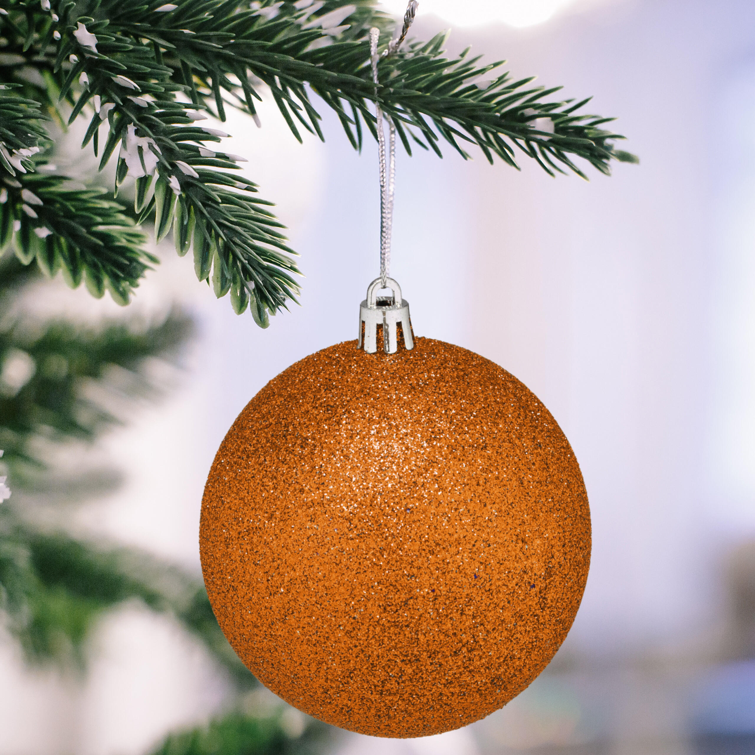 110-TLG.WEIHNACHTSKUGELN-SET - Orange, Kunststoff (8/9/8cm) - Relaxdays