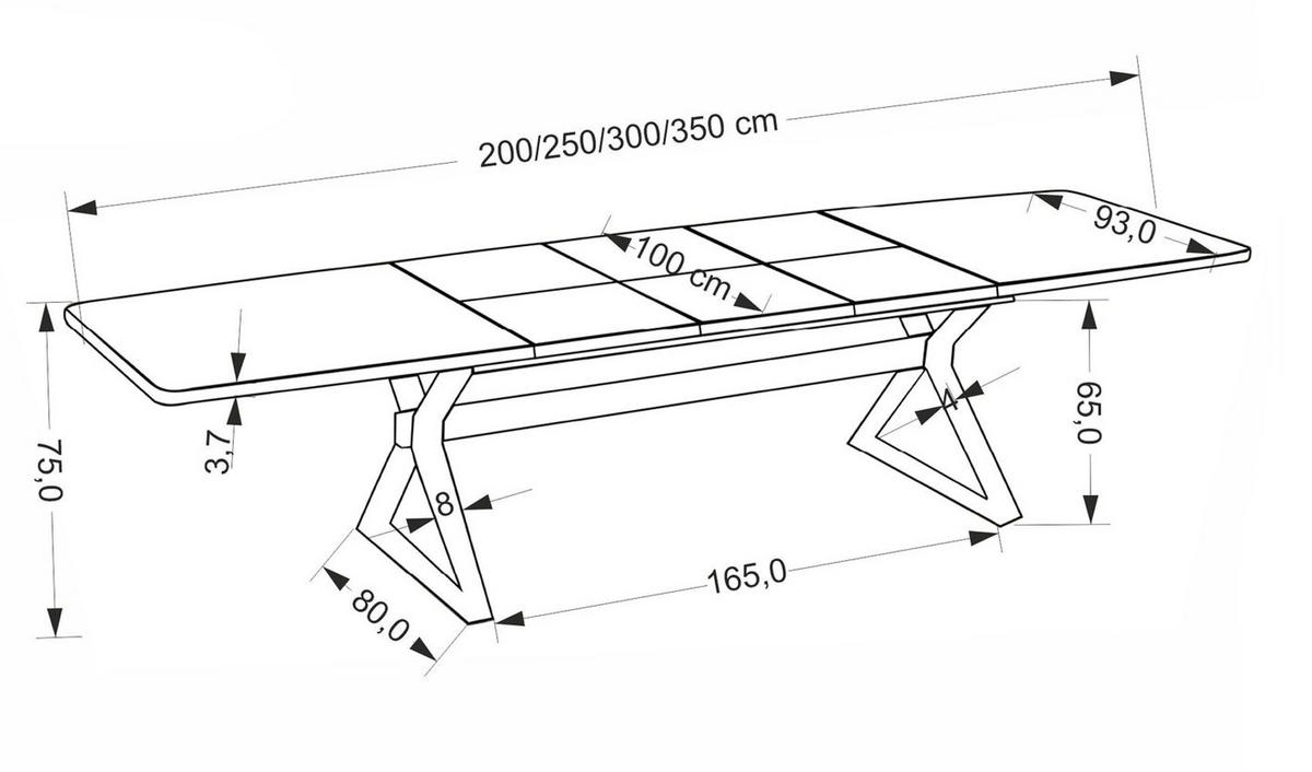 ESSTISCH Baron Nussbaum / schwarz 200-350 / 100 / 75cm - Nussbaumfarben/Schwarz, Holz/Holzwerkstoff (100/350/75cm) - Feldmann-Wohnen