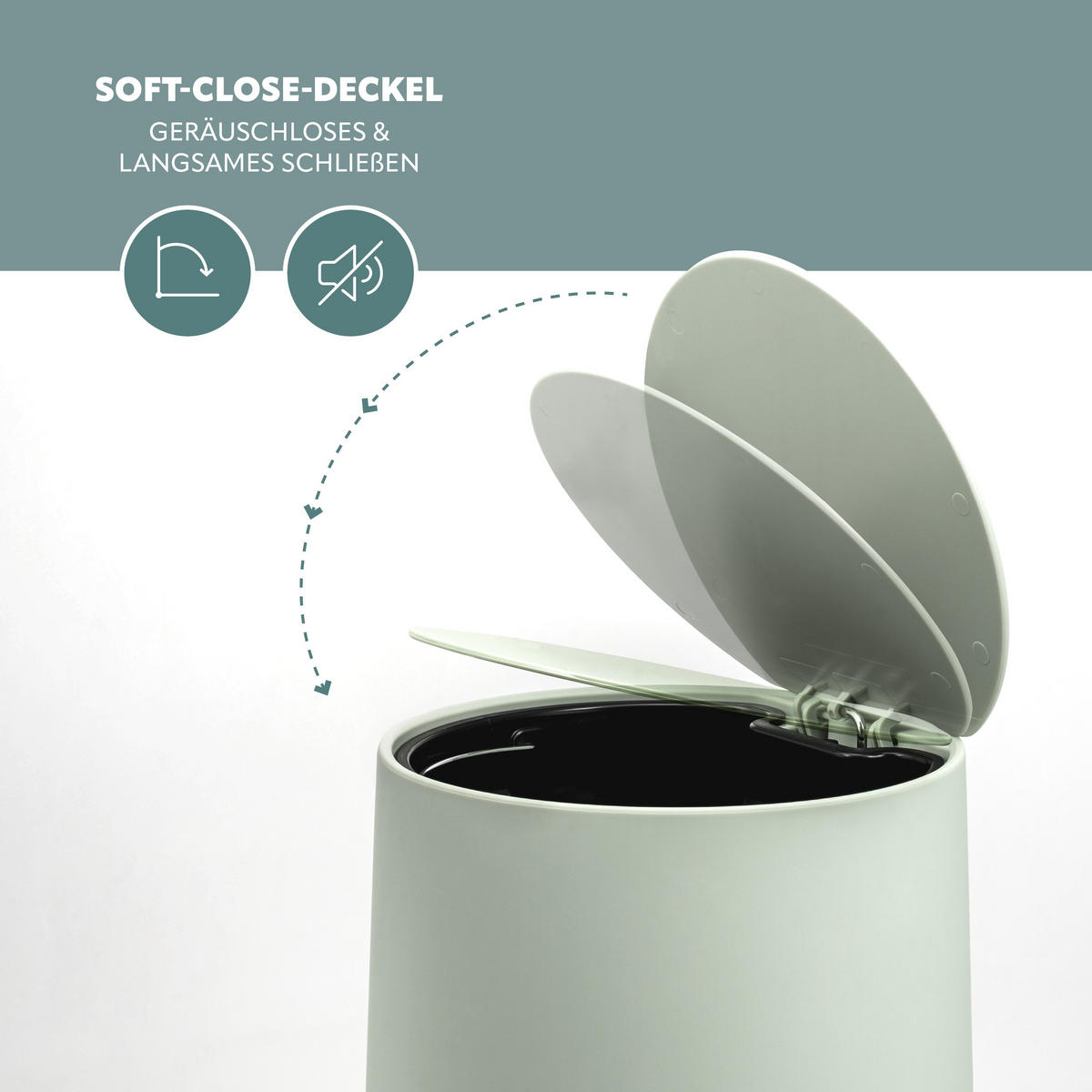 BAD-ACCESSOIRES-SET TESERO, Soft-Touch, salbei - Salbeigrün, Kunststoff (22.5/25.5/25cm) - eluno