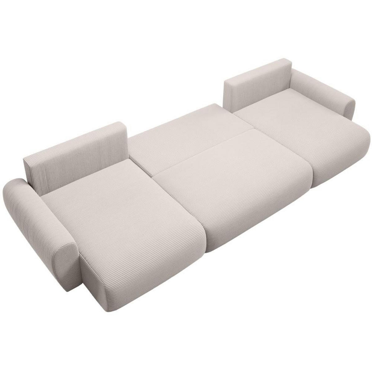WOHNLANDSCHAFT mit Schlaffunktion Poss U beige - Beige, Textil (395/70/153cm) - Beautysofa