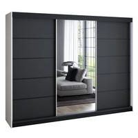 SCHWEBETÜRENSCHRANK 200 cm VILUNO 4 Farbe:Weiß,Schwarz - Schwarz/Weiß, Holzwerkstoff (200/215/59.5cm) - A&J MöbelLand