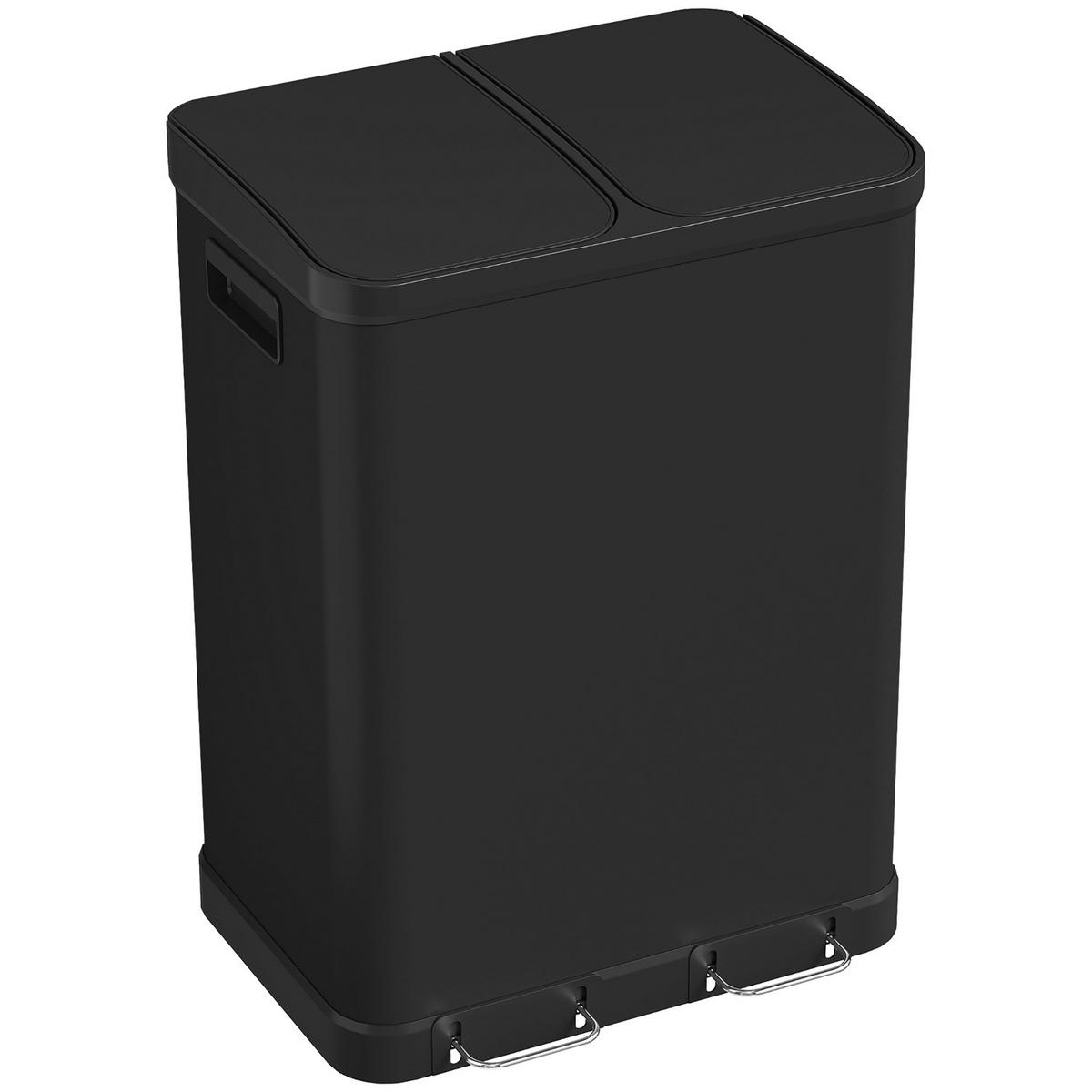 MÜLLTRENNSYSTEM 2X30 LITER 48,8/39,5/67 cm Edelstahl Schwarz Küche - Schwarz, Metall (39.5/67/48.8cm) - Rolipo