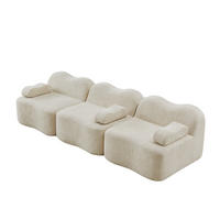 3-SITZER Modulares Sofa beige aus Samt mit tiefer Sitzfläche - Beige, Textil (98/70/288cm) - Modenvie