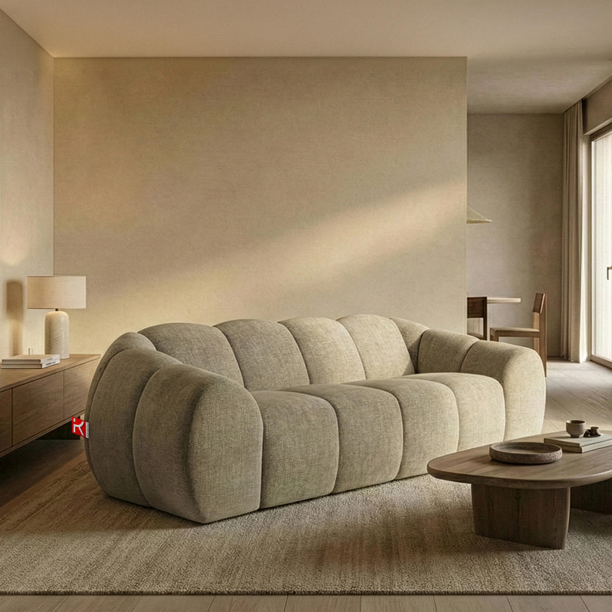 3-SITZER SOFA FLAVA, Sandfarben - Sandfarben, Holz/Holzwerkstoff (240/76/100cm) - KONSIMO®