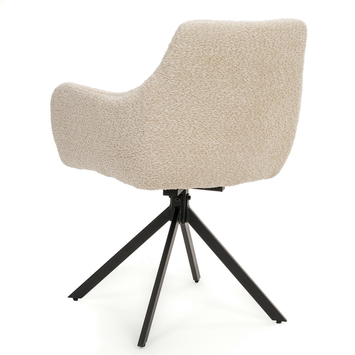 STUHL FANO X drehbar gepolsterter mit Steppung - cream - Boucle - Creme/Schwarz, Textil/Metall (58/83/59cm) - NEW HOME