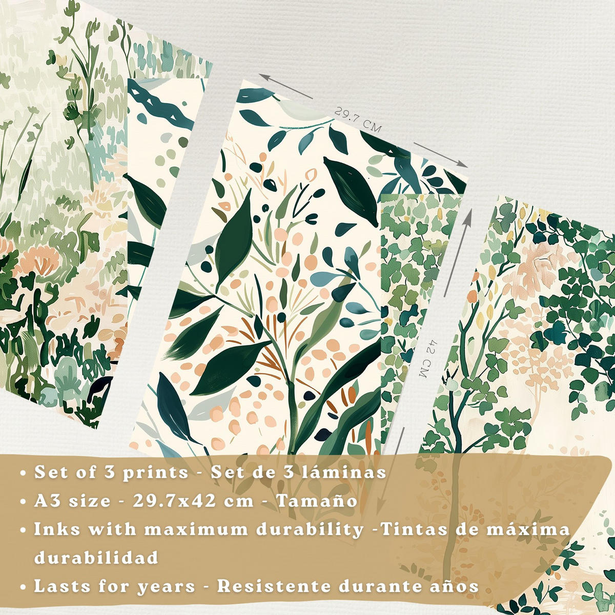 PLAKAT Sada 3 Les A3 Bílý rám - bílá, papír (29.7/1/42cm) - Nacnic