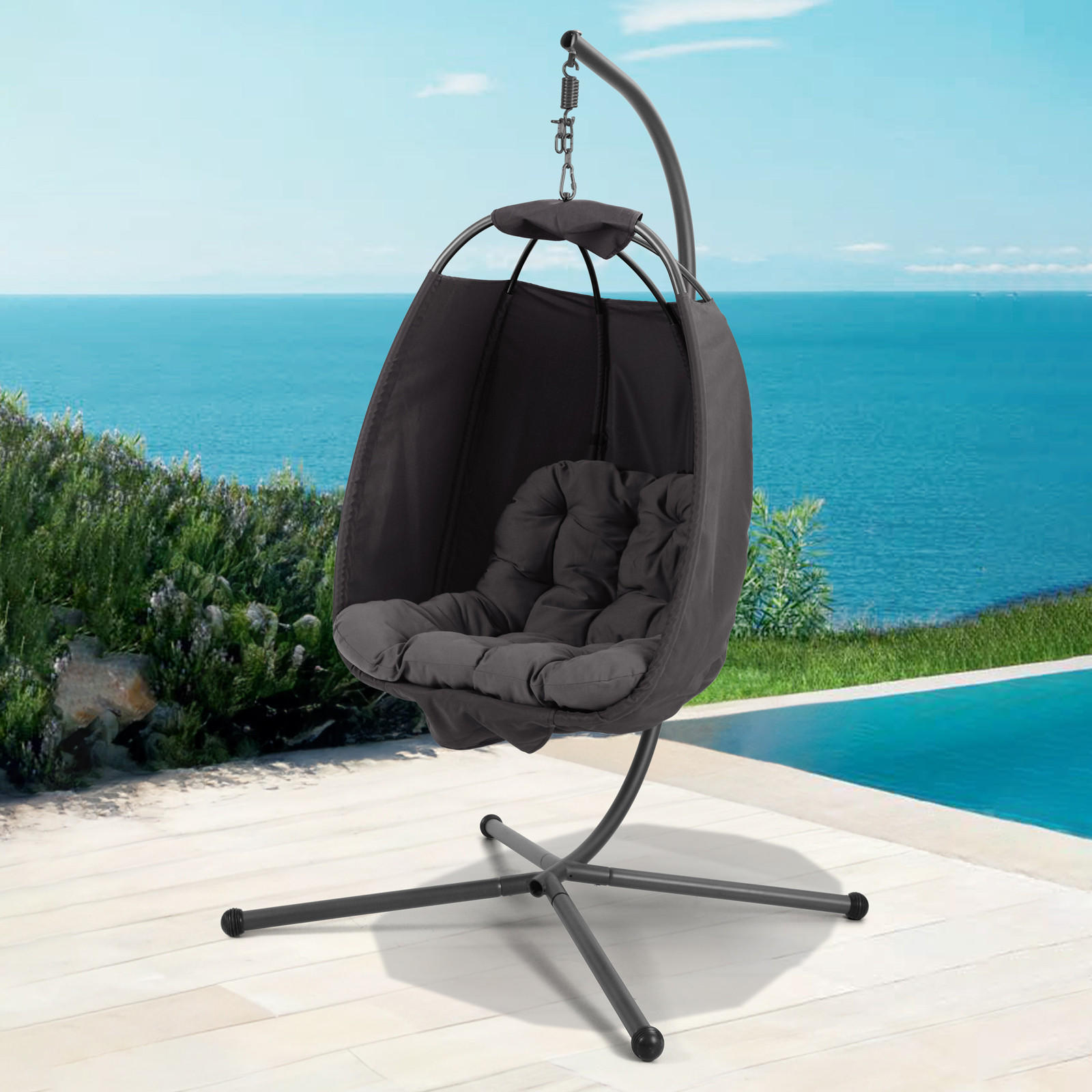HÄNGESESSEL NELLY Dunkelgrau - Dunkelgrau, Metall (105/195/105cm) - SVITA