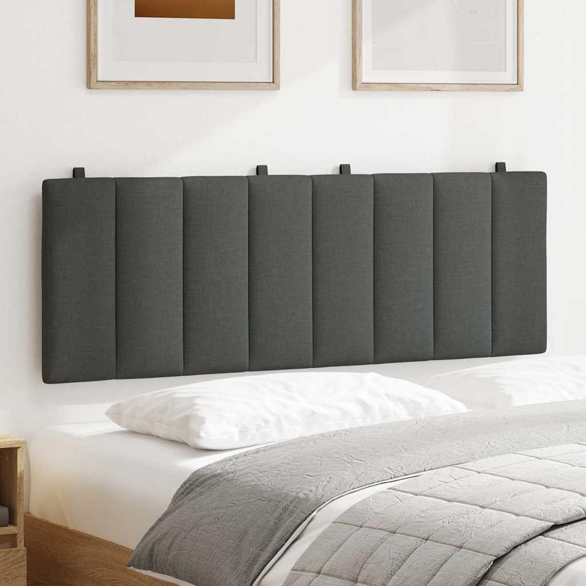 KOPFTEIL-KISSEN Dunkelgrau 140 Cm Stoff - Dunkelgrau, Textil - vidaXL