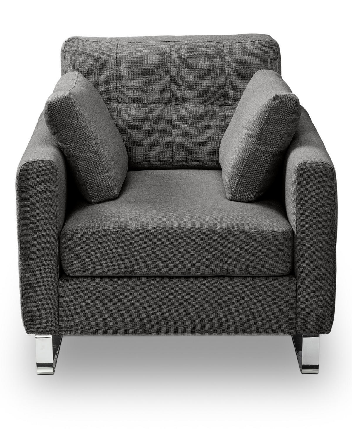 SESSEL grau Flachgewebe 93 x 94 cm, Clubsessel mit Steppoptik - Chromfarben/Grau, Holz/Textil (93/92/94cm) - Inn.Furn